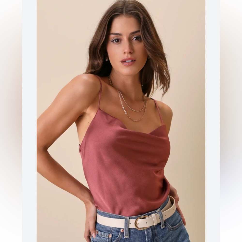 Lulu’s Rusty Rose Satin Cami Top XS